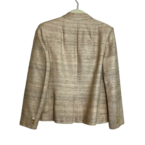 Devon Hall by Robert Paul Taboh Silk Blend Dupioni Blazer Jacket Womens 10 Beige - Picture 3 of 4